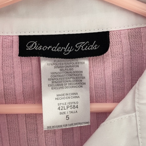 Disorderly Kids Pink and charcoal plaid dress, size 5 - Picture 2 of 5